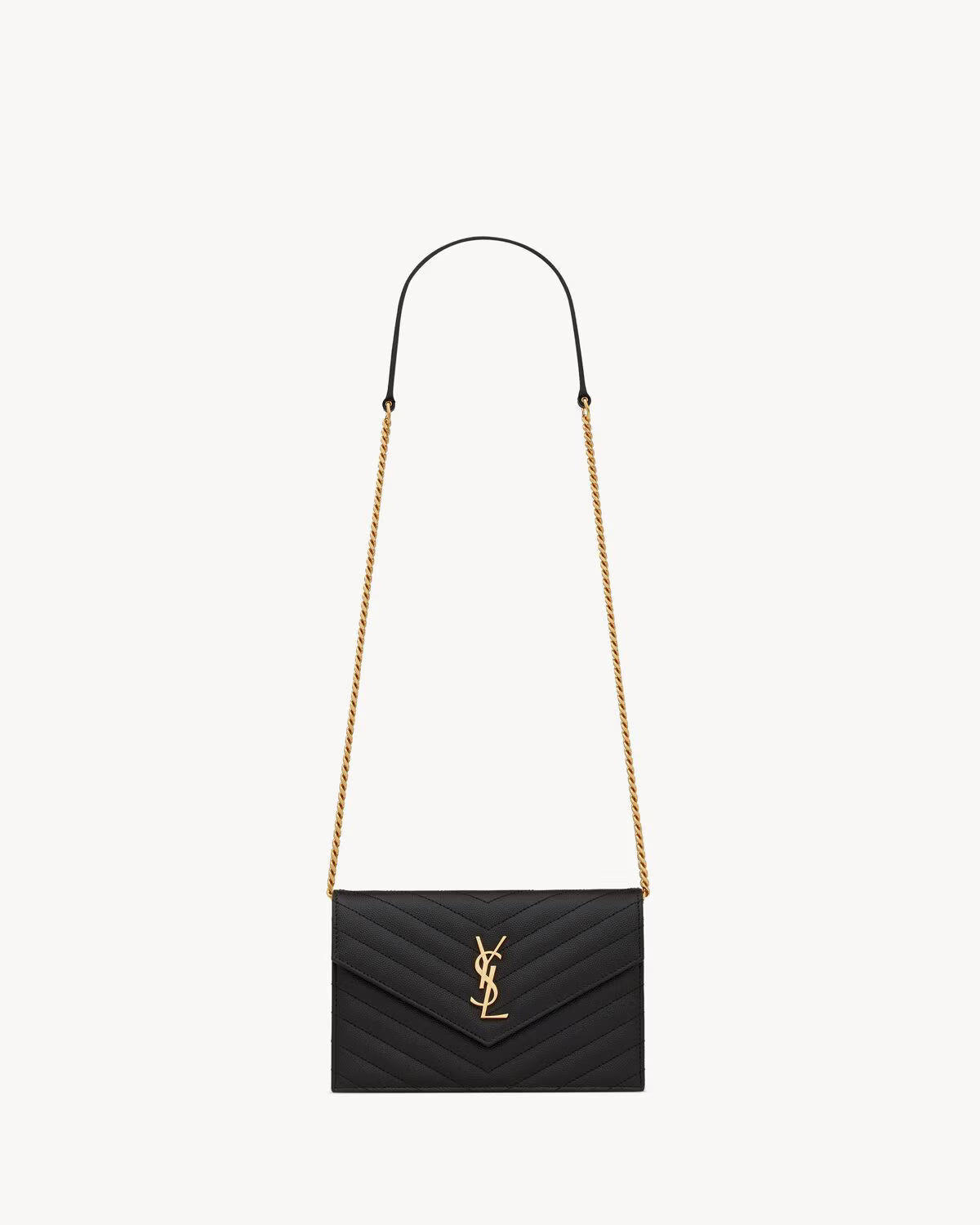 Black Saint Laurent Quilted Bag with Gold-Tone Logo